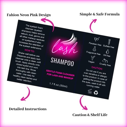Lash Extension Aftercare Shampoo Labels 50pcs Stickers