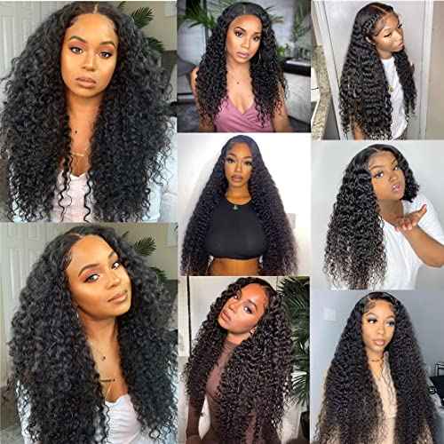 Deep Wave Human Hair Bundles 12A Grade Brazilian Hair Deep Wave 3 Bundles Double Weft Weave Natural Color Curly Bundles 12 14 16 Inch 100% Virgin Remy Hair For Black Women