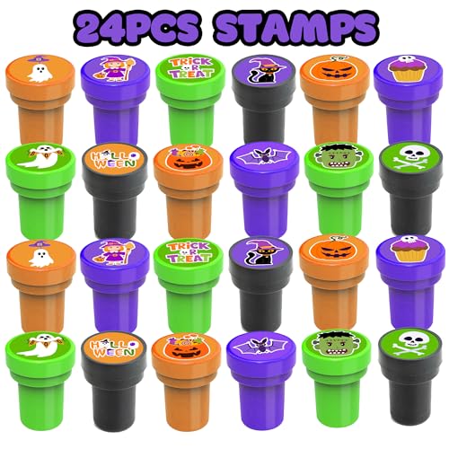 96PCS Halloween Party Favors - 72PCS Pre-Cut Temporary Tattoos & 24PCS Stamps - Ideal Scary Themed Birthday Card Decorations Supplies Goodie Bag Baby Shower Kids Gifts Classroom Rewards Prizes Costume