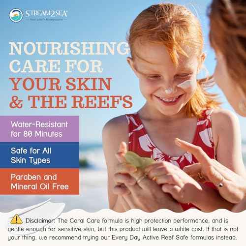 Stream2Sea Coral Care - Reef Safe Sunscreen SPF 30 Travel Size - First Reef-Approved Natural Mineral Sun block Boosts Coral Growth Water resistant- Non-Toxic, Biodegradable, Eco-Friendly - 3 Pack