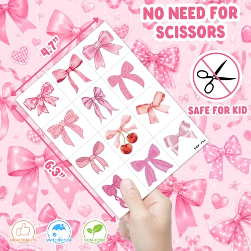 Pink Bow Temporary Tattoos - 96 Pack Party Favors