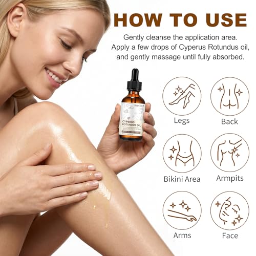 Rulviou 2 Pack Cyperus Rotundus Oil for Hair Removal & Skin Nourishment, 4 fl oz Bottles