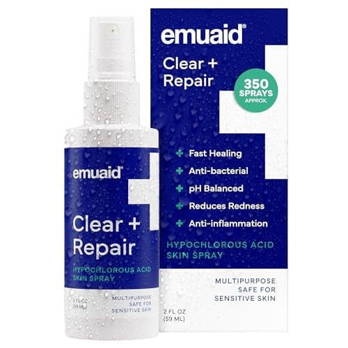 emuaid Clear + Repair Hypochlorous Acid Skin Spray, Hydrating Face and Mist Protection, Multi-Use Care for Sensitive Skin, Travel Size, 1 Pack