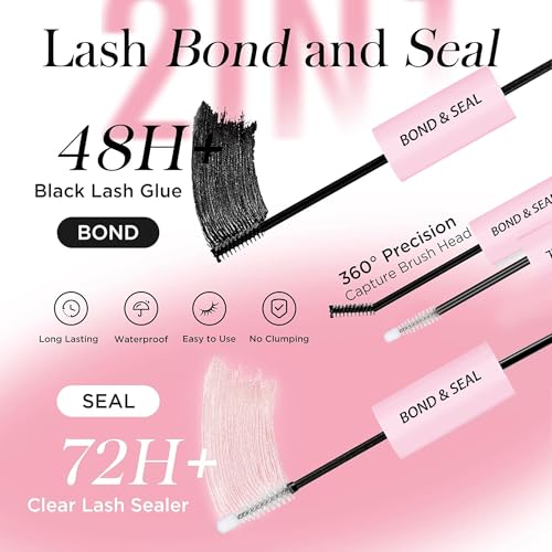 Lash Clusters Kit 150D+200D Eyelash Extensions 12-20mm with Bond & Seal