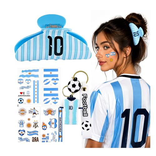Argentina Jersey Claw Clip Hair Accessory Bundle
