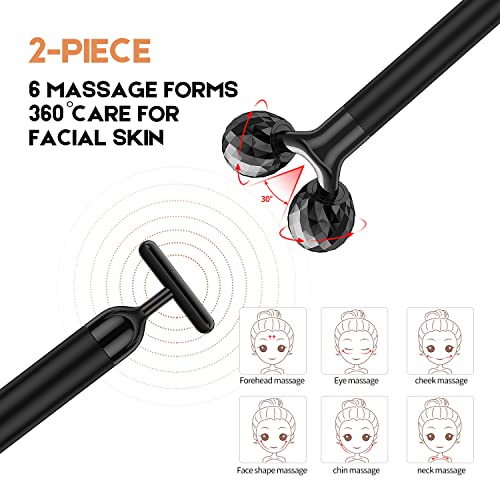 2-in-1 Electric Face Massager with 3D Roller & T-Shape Vibration