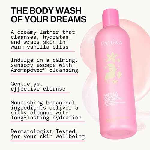Pacifica Body Wash - Vanilla Crystal Super Hydrating Body Wash - Bath & Shower Gel - Clean Beauty, Vegan & Cruelty-Free Dermatologist Tested