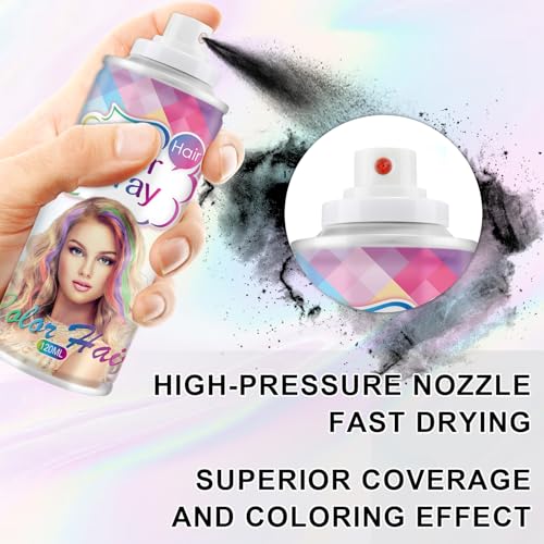Temporary Hair Color Spray Black - Washable One-Day Dye