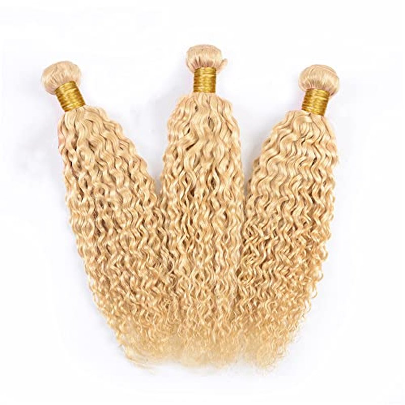 613 Blonde Water Wave Human Hair Bundles - 3 Pack, 14-18 Inch