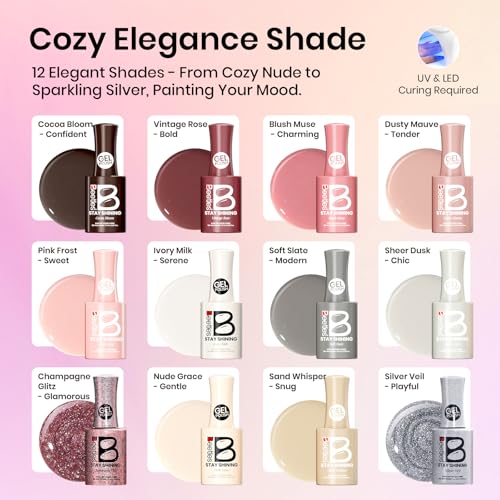 Beetles 23 Pcs Gel Nail Polish Kit with UV Light & 12 Colors Set