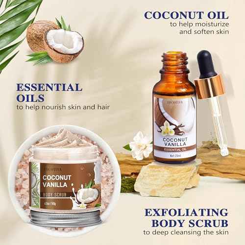 Gifts for Women, Birthday Gifts for Women, Bath and Body Gifts Set, Vanilla Coconut Spa Gift for Self Care,Thank you Relaxing Bath Sets for Mom, Grandma, Girlfriend, Sister, Friends