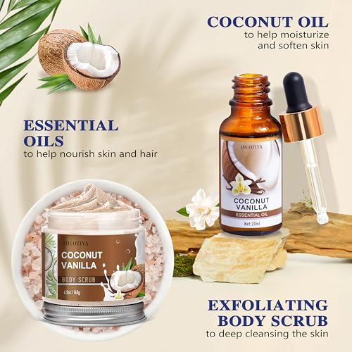 Coconut Vanilla Spa Gift Basket Set for Women - 8 Piece