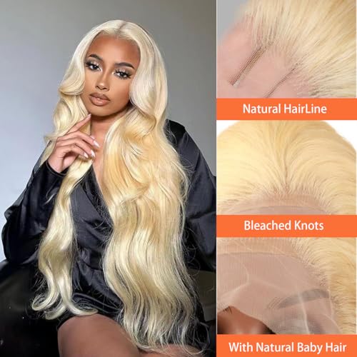 38" 613 Blonde Body Wave Human Hair Lace Front Wig 13x6 HD