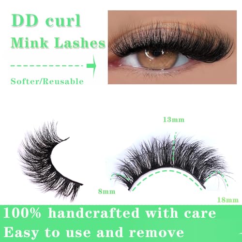 False Eyelashes Natural Cat Eye Lashes Lightweight 10 Pairs C Curl Wispy Eyelashes Curly 3D Faux Mink Eyelashes Pack (Natural B1)