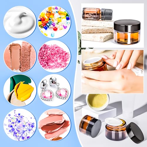 6-Pack 1oz Amber Glass Jars with Lids for Travel & Cosmetics