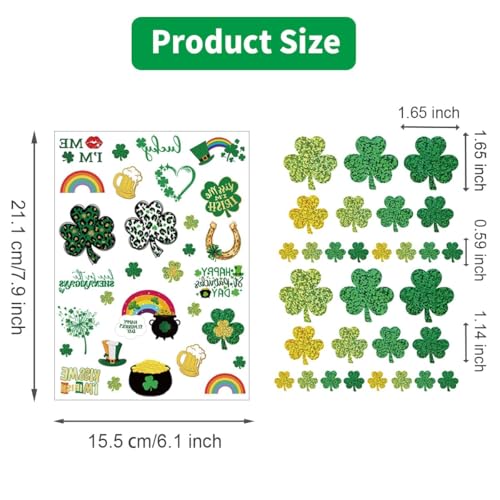 St Patrick's Day Temporary Tattoos 4 Sheets Shamrock
