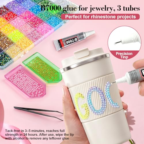 50,000 Pcs 3mm Resin Jelly Rhinestones Bedazzler Kit with B7000 Glue