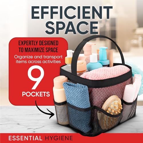 Masirs Mesh Shower Caddy - 9 Pocket Portable Organizer Tote