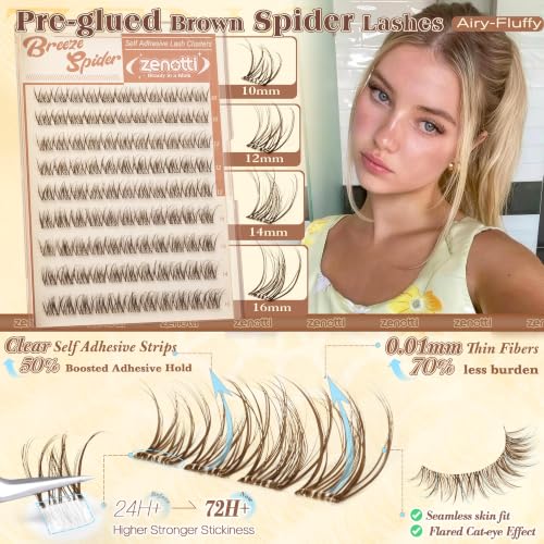 Brown Self Adhesive Lash Clusters - DD Curl Wispy Lashes