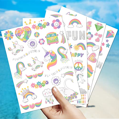 Temporary Unicorn Tattoos for Kids - 4 Pack Waterproof