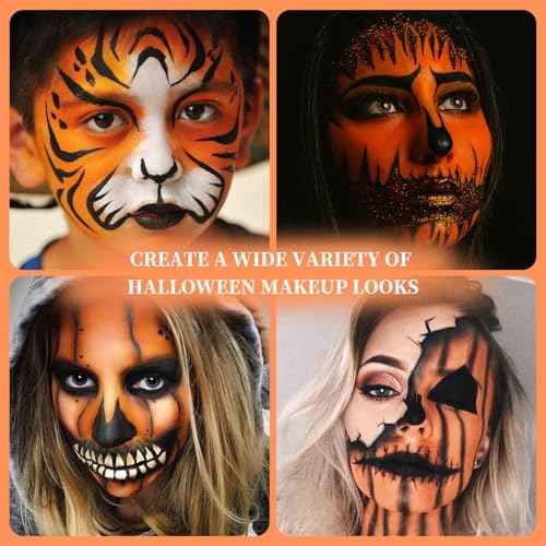 Orange Face Body Painting Stick,Professional Orange Full-coverage Cream Face Paint for Halloween SFX Tiger Pumpkin Clown Cosplay, Washable Eye Stick for Adult Festival & Theater Performance