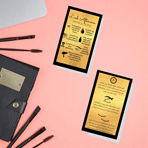 Lash Extension Aftercare Cards 50 Pack - Black & Gold