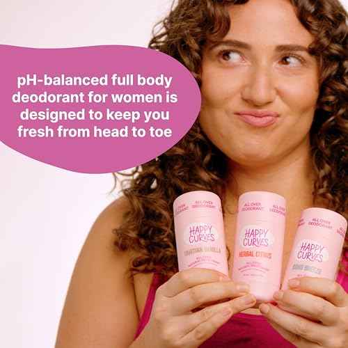 HAPPY CURVES All Over Whole Body Deodorant for Women - Aluminum-Free - Invisibile All Day Layer of Full Body Protection for Odor Control Only, Sensitive Skin, & Private Parts (Tropical Oasis)
