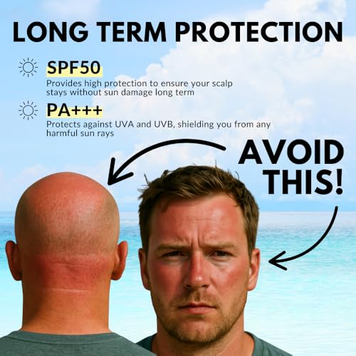 Bald Head Care for Men | Everyday Face & Scalp Care | Matte, No Grease, Vegan | Daily Scalp Sunscreen Fragrance Free - SPF 50+