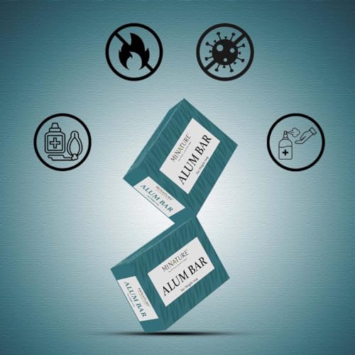 Mi Nature Pure Alum Bar Pack of 4(100g*4)|Natural Phitkari Block |Potassium Alum Stone |Shaving Bar |Skin Astringent |Water Clarifier |Odor Control