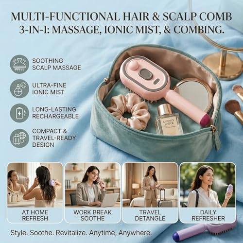 Electric Spray Detangling Brush with Mist & Massage