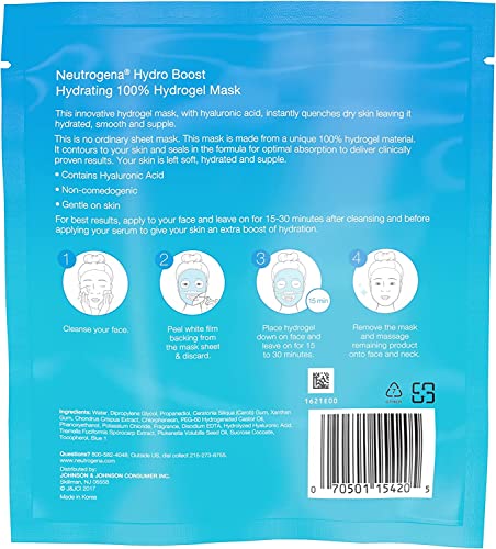 Neutrogena Hydro Boost and Hydrating Hydrogel Mask 1 Ounce (4 Pack)