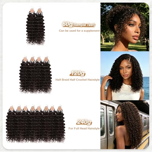 Deep Wave Crochet Hair - Pre-Separated Human Hair for Black Women, 18 Inch, Dark Brown