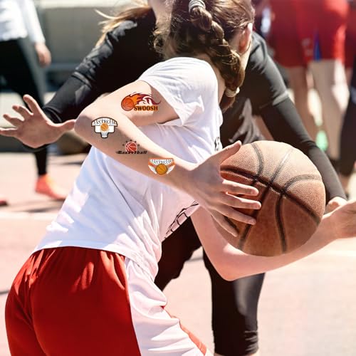March Basketball Temporary Tattoos - 200+ Basketball Party Favors Supplies, Team Game Time Madness Tattoo Stickers, Sport Themed Birthday Party Decor Prizes