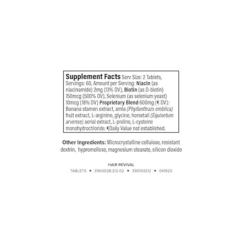 Isagenix Hair Revival - Natural Hair Growth & Thickening Supplement - Supports Healthy Scalp - Formula Contains Biotin, Amino Acid, Banana Flower Extract & More - 120 Tablets (60 Servings)