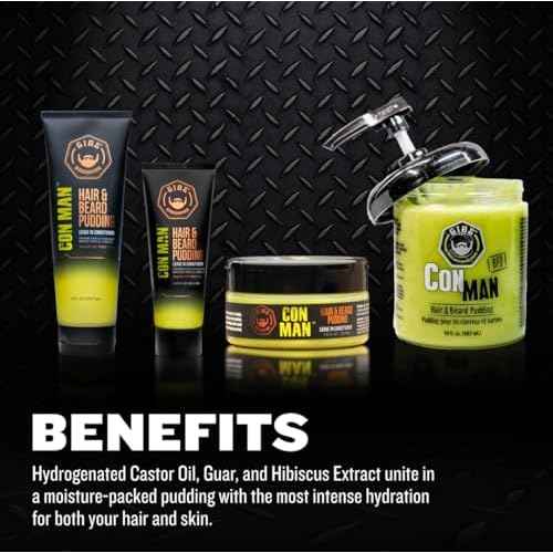 GIBS Con Man Hair & Beard Pudding - Leave In Conditioner - Curl Definer - Moisturizer - 3.25 oz Travel Size