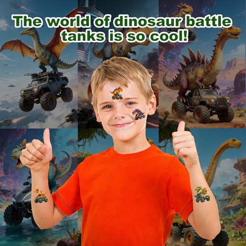 117 Dinosaur Monster Truck Temporary Tattoos for Kids