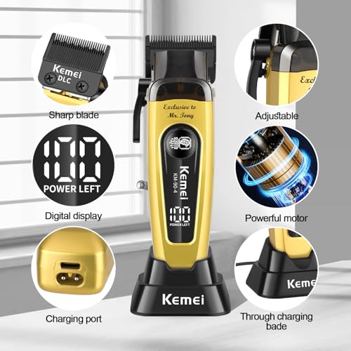 KEMEI KM-90-4 Professional Hair Clipper for Men Cord/Cordless Hair Cutting Kits, Hair & Beard Trimmer, Adjustable Blade Barber Clippers with USB Rechargeable, Gift for Men