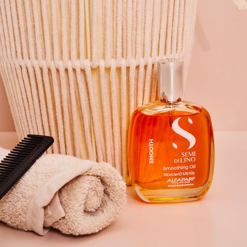 ALFAPARF MILANO Semi di Lino Smoothing Hair Oil Treatment - Frizz Control Oil to Brighten Hair + Protect from Heat & Humidity- Hair Serum for Damaged & Dry Hair (3.38 oz)