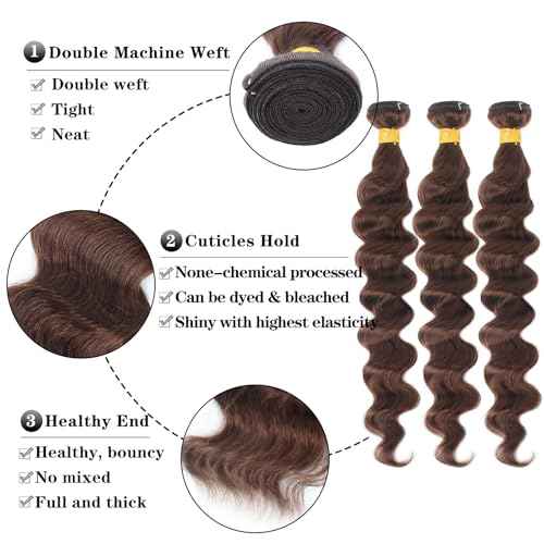 Brown Bundles with Closure Human Hair Loose Wave Human Hair Bundles with Closure (20 22 24+18£©12A Brazilian Virgin Hair Light Brown Loose Deep Wave 3 Bundles with 4x4 Closure 4# Color