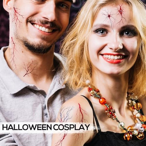 10-Sheet Realistic Vein Temporary Tattoos - Halloween Zombie Makeup