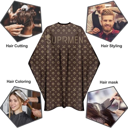 Professional Barber Cape 63"x56" with Snap Closures - Brown