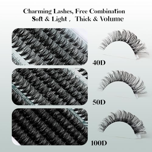 Lash Clusters Kit 320PCS - DIY Eyelash Extensions with Bond & Seal