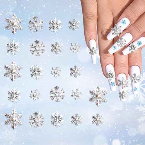 20PCS Silver Snowflake Nail Charms for DIY Christmas Nails