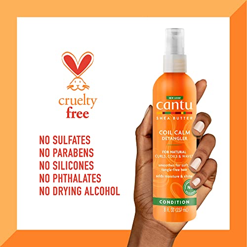 Cantu Coil Calm Detangler with Shea Butter - White 8 Fl Oz, Natural Hair Care