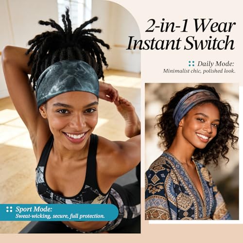 Awumbuk 8-Pack Wide Headbands for Women, Non-Slip Sports