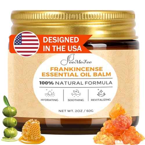 Frankincense Balm 2oz, Frankincense Essential Oil with Myrrh for Soothing Relief, Muscle Relaxation, Boswellia Serrata, Olive Oil, Vitamin E, Moisturizer for Dry, Cracked Skin