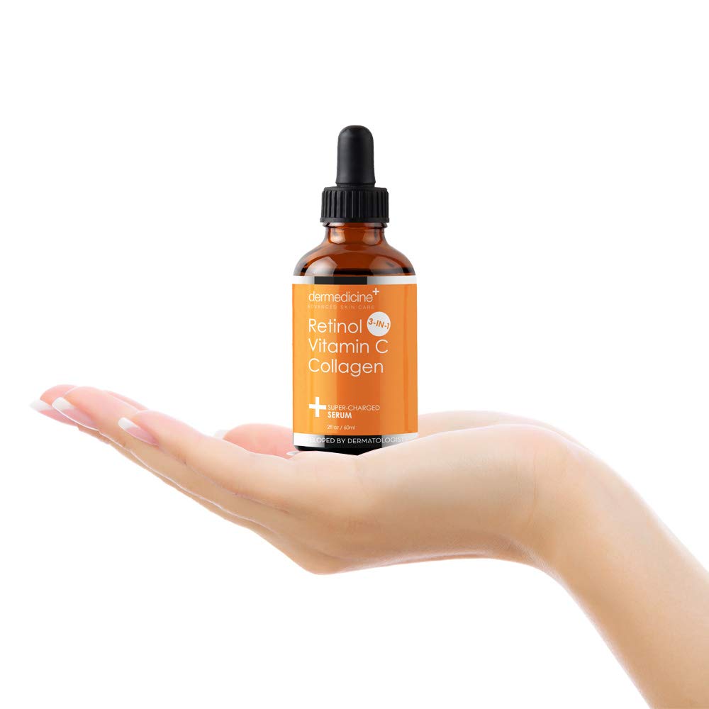 Retinol Vitamin C Collagen | Super Charged Anti-Aging Serum for Face | Pharmaceutical Grade Quality | Helps Smooth & Plump Fine Lines & Wrinkles & Brightens for Younger Skin | 2 fl oz / 60 ml