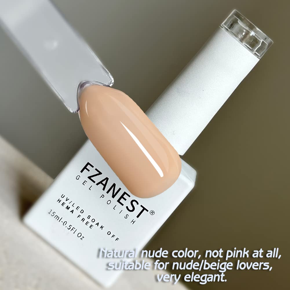 FZANEST Clear Nude Gel Nail Polish,Transparent Natural Nude Sheer Color Gel Polish Good for French Manicure Soak Off Flesh Tone Color UV Gel Hema Free