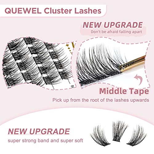 QUEWEL Lash Clusters 72Pc Mixed 8-16mm DIY Eyelash Extensions