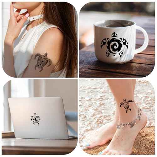 8 Sheets Turtle Temporary Tattoos Black Tribal Maori Sea Animal Birthday Party Supplies Favors Decorations Body Fake Tattoo Stickers For adult Men Women Make up